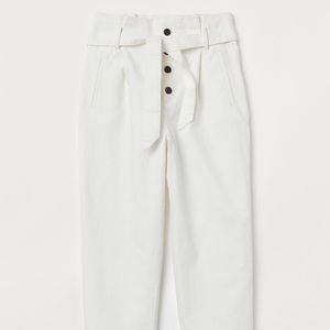 H&M cream colored cotton/linen button pants